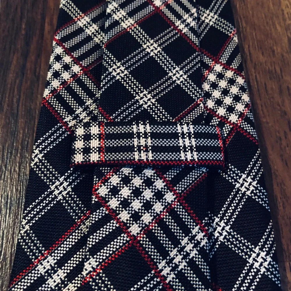 Turnbull & Asser Black, White & Red Paid Tie (imperfect)